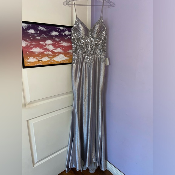 Bia Boutique Ladivine Satin & Lace Silver Dress - Picture 5 of 5